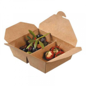 Caja de almuerzo de 2 compartimentos de cartón - 700 + 450 ml - Paquete de 50