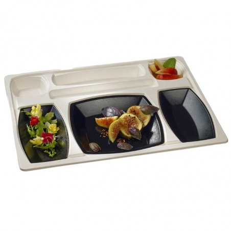 Bandeja de comida Gala Blanco y Negro - 432 x 332 mm - Lote de 15