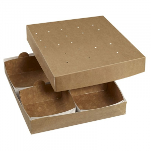 Caja de almuerzo Modulo 260 para bandeja de cartón - 260 x 260 mm - Lote de 160