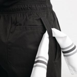 Pantalón de cocina unisex Easyfit negro tratado con Teflón - Talla XS - Whites Chefs Clothing - Fourniresto