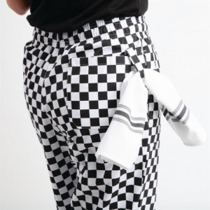 Pantalón de cocina Easyfit a cuadros blancos y negros - Talla M - Whites Chefs Clothing - Fourniresto