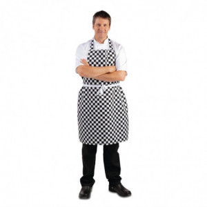 Black and white checkered bib apron 970 x 710 mm - Whites Chefs Clothing - Fourniresto