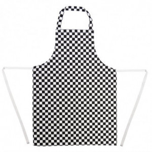 Delantal con babero a cuadros blancos y negros 970 x 710 mm - Ropa de chef blancos - Fourniresto