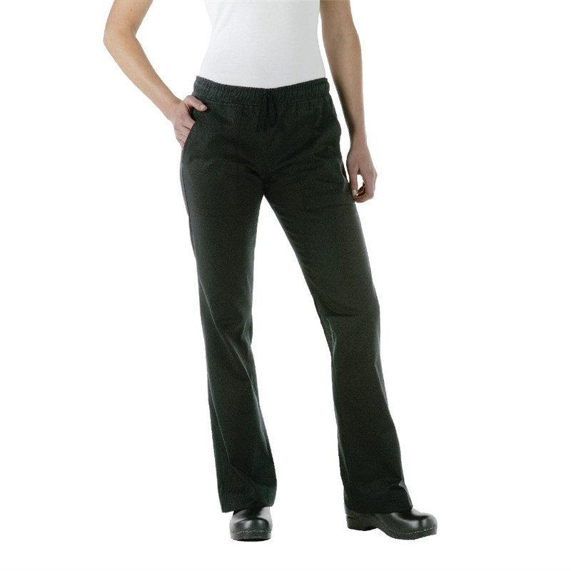 Pantalón de cocina para mujer negro Executive - Talla S - Chef Works - Fourniresto