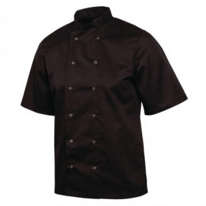 Chaqueta de cocina unisex negra de manga corta Vegas - Talla M - Whites Chefs Clothing - Fourniresto