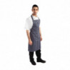 Apron Bib Without Pocket Striped Navy And White 965 X 710 Mm - Whites Chefs Clothing - Fourniresto