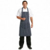 Delantal con peto con bolsillo a rayas azul marino y blanco 965 x 710 mm - Ropa de chef Whites - Fourniresto