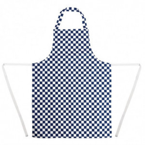 Delantal con babero a cuadros azules y blancos de polialgodón 710 x 970 mm - Ropa de chef Whites - Fourniresto