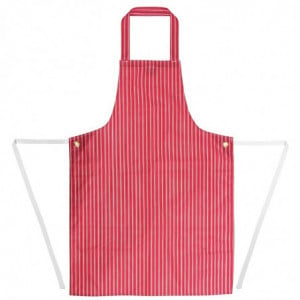 Waterproof Striped Red and White Bib Apron 1016 x 711 mm - Whites Chefs Clothing - Fourniresto