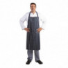 Delantal Babero Extra Largo Sin Bolsillo a Rayas Azul Marino y Blanco - Whites Chefs Clothing - Fourniresto