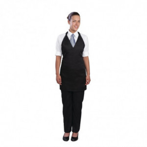 Delantal de pechera Tuxedo negro de polialgodón 698 x 838 mm - Chef Works - Fourniresto