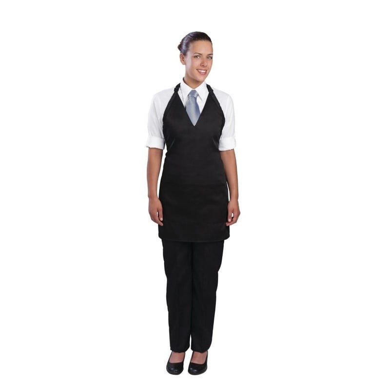 Delantal de pechera Tuxedo negro de polialgodón 698 x 838 mm - Chef Works - Fourniresto