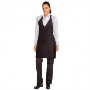 Delantal de pechera Tuxedo negro de polialgodón 698 x 838 mm - Chef Works - Fourniresto