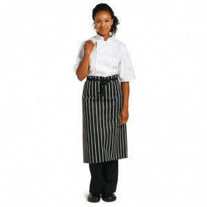 White and Black Striped Kitchen Apron 760 x 970 mm - Whites Chefs Clothing - Fourniresto