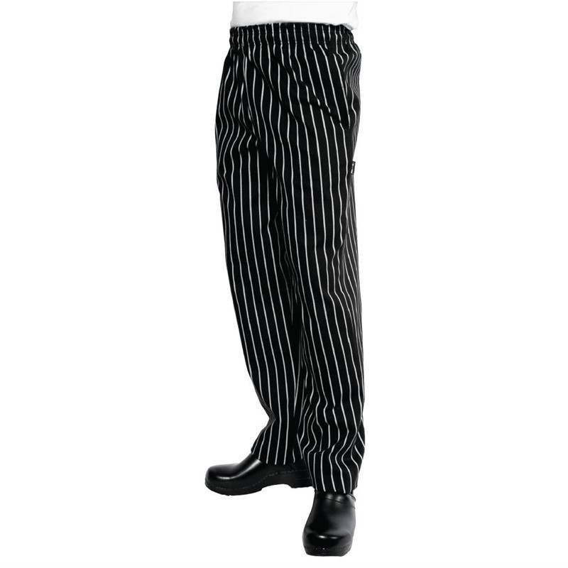 Pantalón de cocina unisex a rayas en negro y blanco - Talla L - Chef Works - Fourniresto