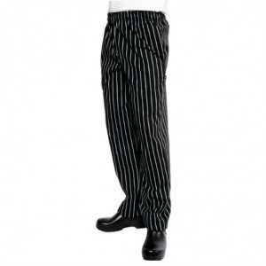 Pantalón de cocina unisex a rayas en negro y blanco - Talla M - Chef Works - Fourniresto