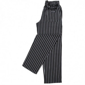 Pantalón de cocina unisex a rayas en negro y blanco - Talla M - Chef Works - Fourniresto