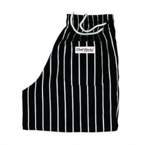 Pantalón de cocina unisex a rayas en blanco y negro - Talla S - Chef Works - Fourniresto