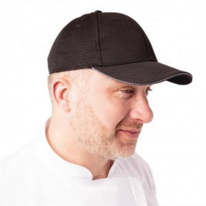 Gorra de béisbol Cool Vent negra con ribete gris - Talla única - Chef Works - Fourniresto