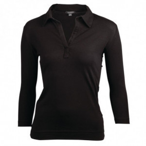 Camiseta cuello en V negra para mujer - Talla L - Chef Works - Fourniresto