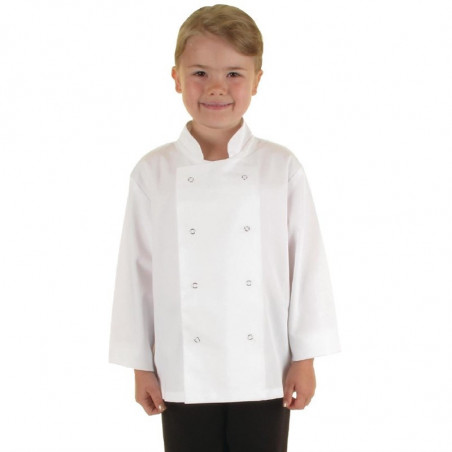 Chaqueta de cocina blanca para niño - Talla S/M 5/7 años - Ropa de chef blanca - Fourniresto