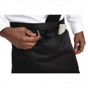 Delantal de camarero corto negro de polialgodón 373 x 750 mm - Whites Chefs Clothing - Fourniresto