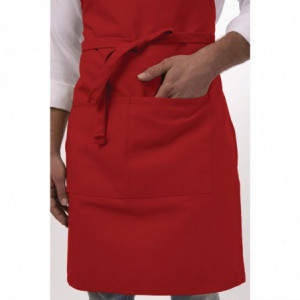 Delantal con tirantes y cuello ajustable y doble bolsillo rojo 610 x 860 mm - Chef Works - Fourniresto