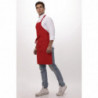 Delantal con tirantes y cuello ajustable y doble bolsillo rojo 610 x 860 mm - Chef Works - Fourniresto