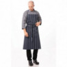 Premium Woven Bib Apron with Navy Blue and White Stripes - Chef Works - Fourniresto