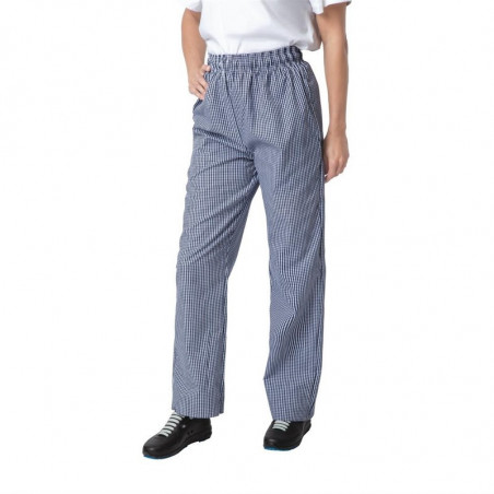 Unisex Vegas Blue and White Checkered Kitchen Pants - Size L - Whites Chefs Clothing - Fourniresto