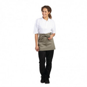 Short Olive Polycotton Server Apron 373 x 750 mm - Whites Chefs Clothing - Fourniresto