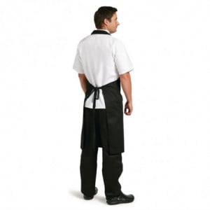 Delantal Babero Negro de Polialgodón 900 x 1040 mm - Whites Chefs Clothing - Fourniresto