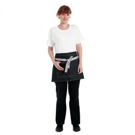 Delantal de camarero corto de mezclilla negra Southside 400 x 760 mm - Whites Chefs Clothing - Fourniresto