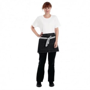 Delantal de camarero corto de mezclilla negra Southside 400 x 760 mm - Whites Chefs Clothing - Fourniresto