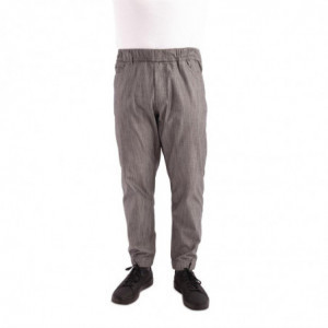 Pantalón de cocina Jogger a rayas finas en blanco y negro - Talla L - Chef Works - Fourniresto