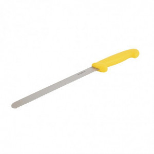 Cuchillo para cortar amarillo con hoja dentada de 25,5 cm - Hygiplas - Fourniresto