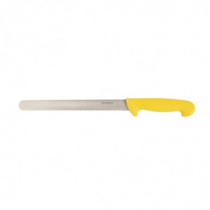 Cuchillo para cortar amarillo con hoja dentada de 25,5 cm - Hygiplas - Fourniresto