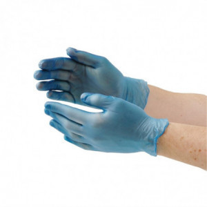 Guantes Alimentarios de Vinilo con Polvo Azules Talla L - Lote de 100 - Vogue - Fourniresto