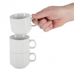 Tasse À Thé Empilable Blanche Whiteware 200 Ml Ø 80 Mm - Lote De 12 - Olympia - Fourniresto