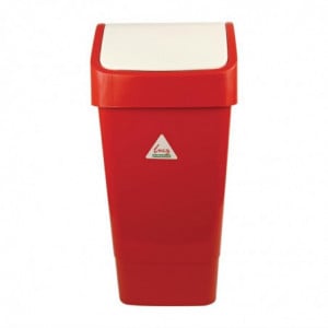 Cubo de basura rojo de polipropileno con tapa abatible de 50 L - Scot Young - Fourniresto