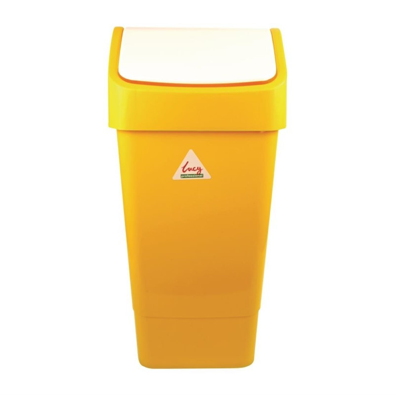 Cubo de basura amarillo de polipropileno con tapa abatible de 50 L - Scot Young - Fourniresto