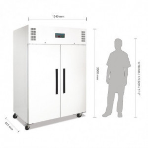 White 2/1 Double Door 1200 L Positive Refrigerated Cabinet - Polar - Fourniresto