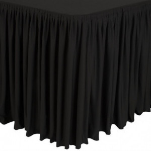 Mantel y faldón rectangulares negros fruncidos 750 x 1820 mm - FourniResto - Fourniresto