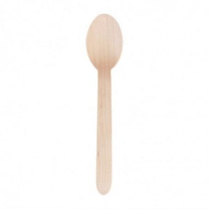 Biodegradable Wooden Dessert Spoon 166mm - Pack of 100 - Fiesta Green - Fourniresto