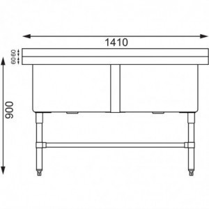 Fregadero Doble Profundo Con Salpicadero 2 X 100 L 1410 X 600 Mm - Vogue - Fourniresto