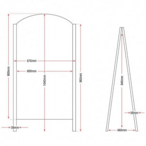 Panel de acera negro estructura metálica 675 x 660 mm - Olympia - Fourniresto