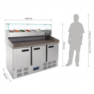 Mostrador de preparación de pizza refrigerado de 3 puertas 368 L - Polar - Fourniresto