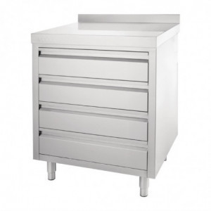 Furniture with Stainless Steel Backsplash 4 Drawers - Vogue - Fourniresto