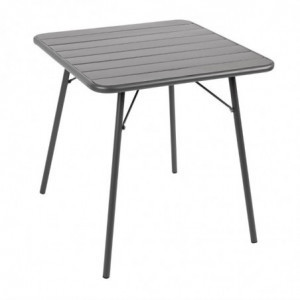 Mesa de listones cuadrada gris de acero 700 x 700 mm - Bolero - Fourniresto