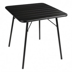 Mesa de listones negra cuadrada de acero 700 x 700 mm - Bolero - Fourniresto